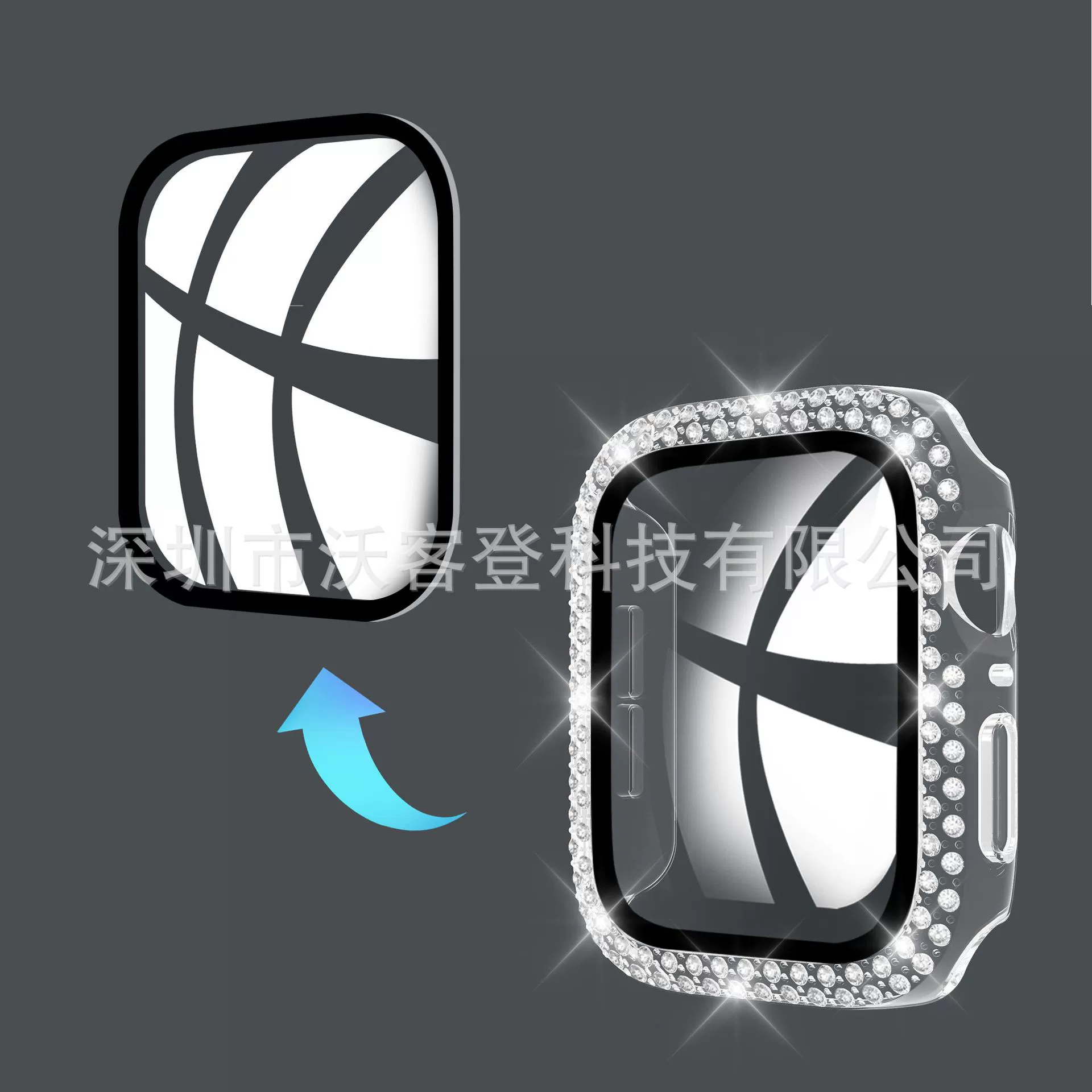 Suitable for Apple Double Diamond Frame Steel Case PC case PC case Apple Watch8/SE/7/6/5/4/32