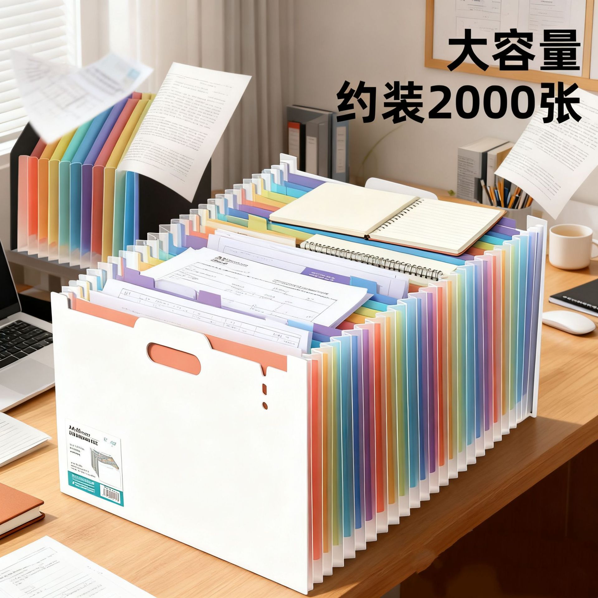 Archivo arco iris caja de almacenamiento bolsa de órgano escritorio A4 paquete de almacenamiento de datos papel de prueba carpeta de gran capacidad multicapa
