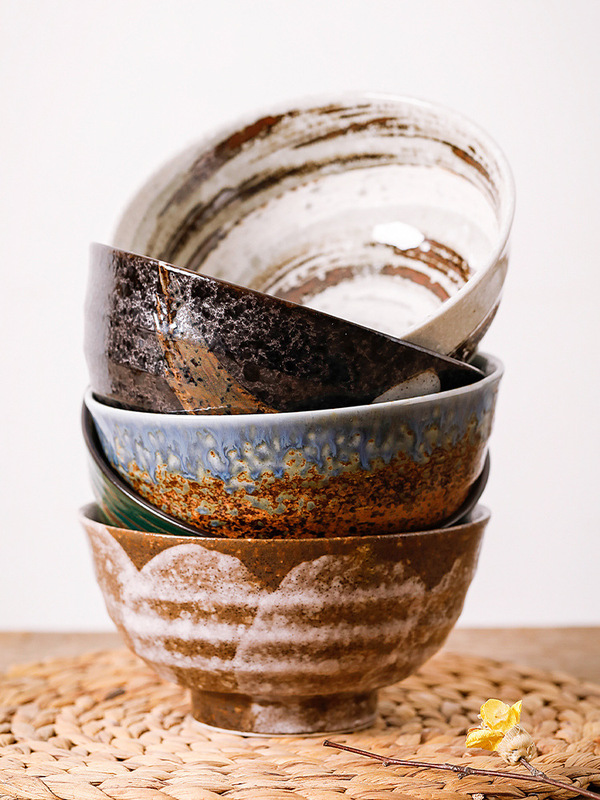 Japanese Ceramic 17cm Noodle Bowl, Japanese-Style Large Soup Bowl, Household Ramen Bowl, Retro Rice Bowl, Dining B&Q Bowl