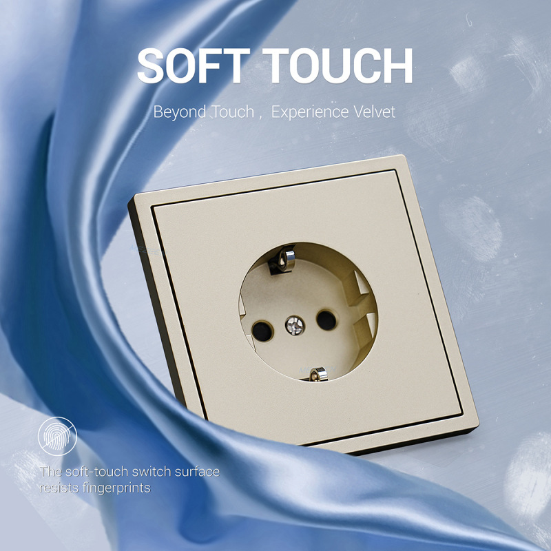 Soft Touch Gold European Socket European Standard Switch Panel Розеткa Tuv Ce Certification