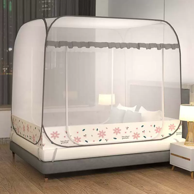 蒙古包蚊帐宿舍单人1.5米床免安装全底防摔帐篷折叠学生0.9米单门