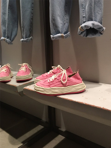 Garnet Red Canvas Thick Sole Dissolving Shoes, Streetwear Trendy  New Lightweight Fashion Casual Shoes
