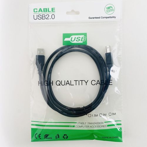 USB printing cable black pure copper square port high-speed 2.0 data 1.5 meters 3 meters 5 meters with magnetic ring with colorful packaging