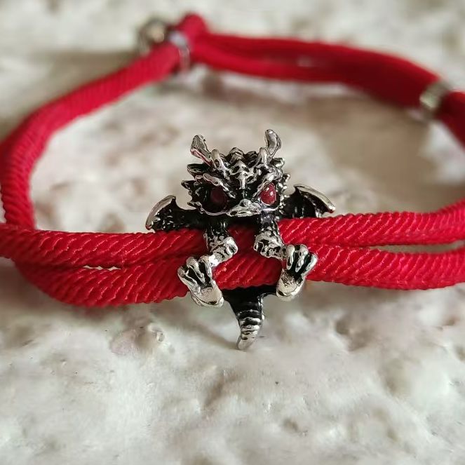 Cross-border temu Explosions Dragon is the Spirit of Rain and Ink Zodiac Dragon Bracelet Benmingnian Red Rope Bracelet Gifts for Men and Women