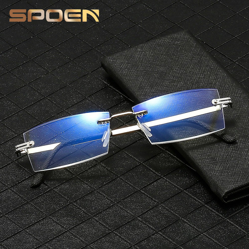 Nueva frontera gafas de lectura anti-Luz Azul ladrillo corte gafas de presbicia medio marco primavera pierna gafas de presbicia