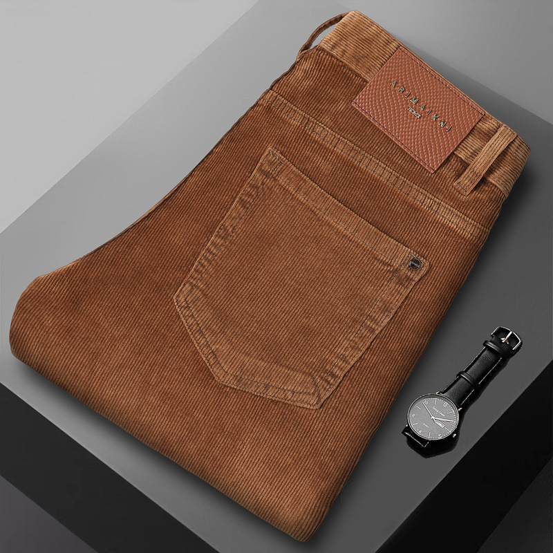 Brand High Quality Vintage Washed Corduroy Pants Men's Stretch Slim Fit All-Match Jeans Men's Pants