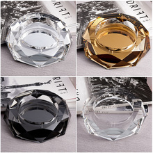 水晶烟灰缸印刷LOGO玻璃工艺品批发创意欧式八角烟灰缸家居摆件
