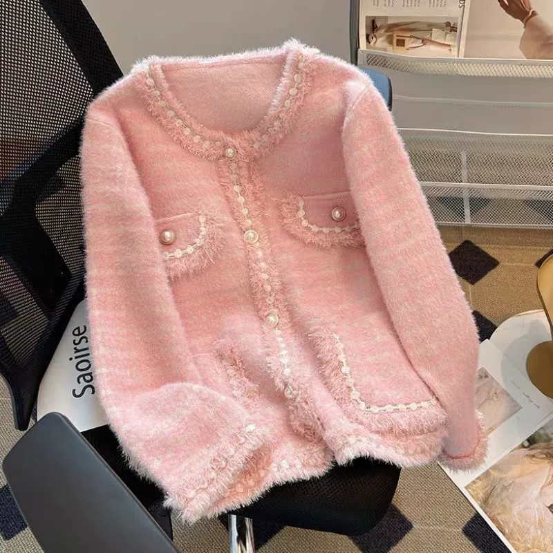 Бархатный демисезонный кардиган, куртка, стиль Chanel, французский стиль