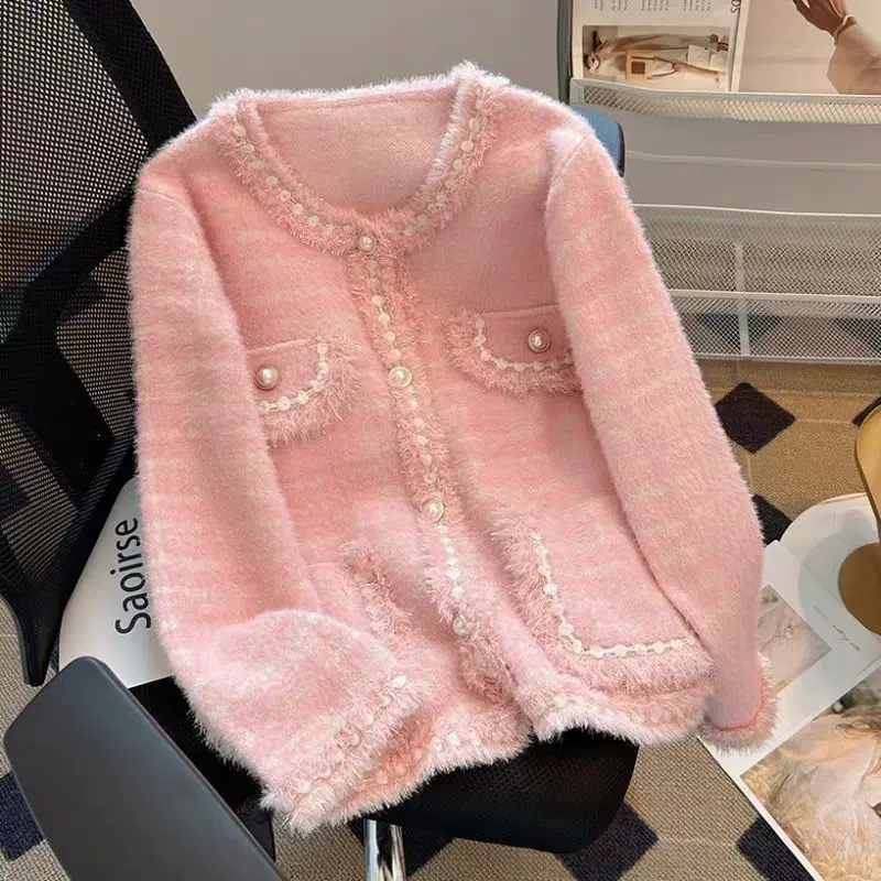 Бархатный демисезонный кардиган, куртка, стиль Chanel, французский стиль