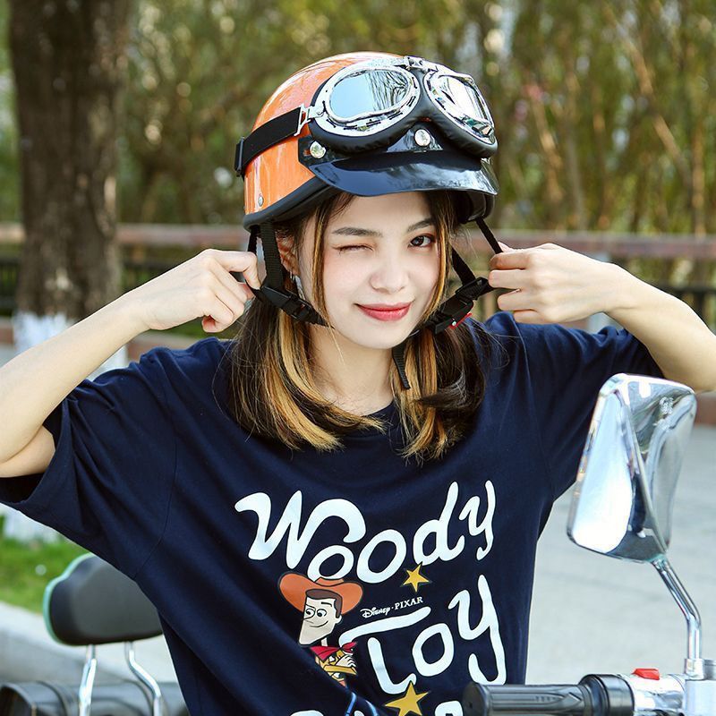 Electric Motorcycle Retro Harley Helmet 3C Half Helmet Summer Sunscreen UV Protection