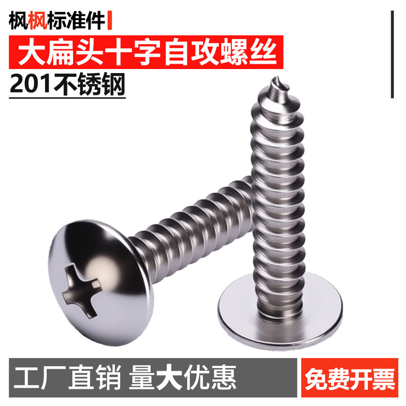 201 Stainless Steel Large Flat Head Phillips Self-Tapping Screws, Mushroom Head Umbrella Head Hardware Accessories Wholesale