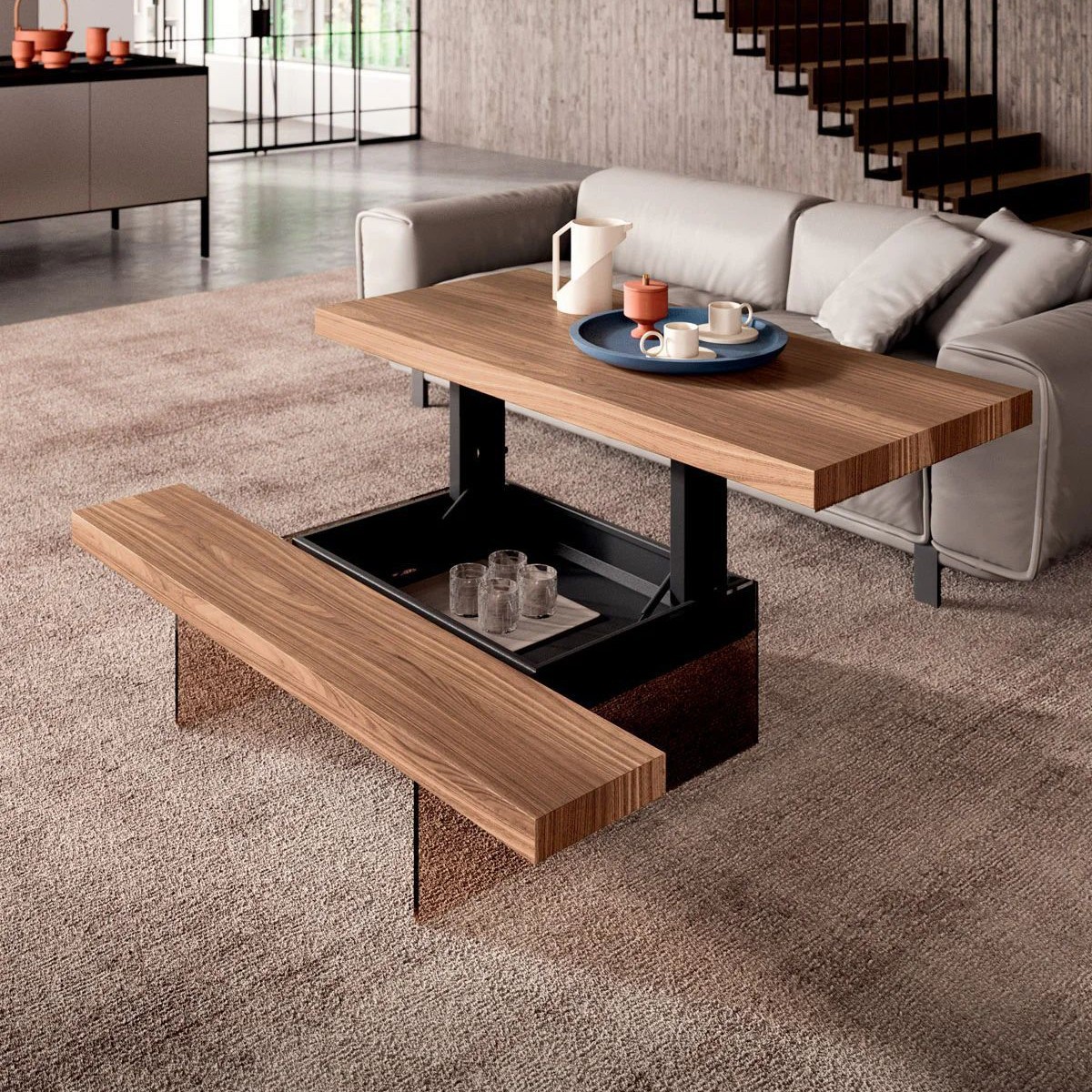 Mesa de centro de elevación, mesa pequeña, sala de estar, hogar, apartamento pequeño, 2024, nueva sensación de lujo simple y moderna que no ocupa espacio