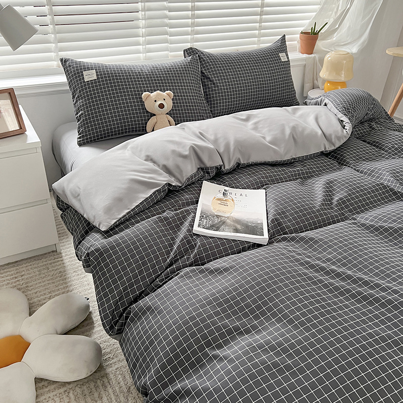 日本式水洗い綿純色四点セットシンプル無印風学生寮純綿三点セット純綿シーツ