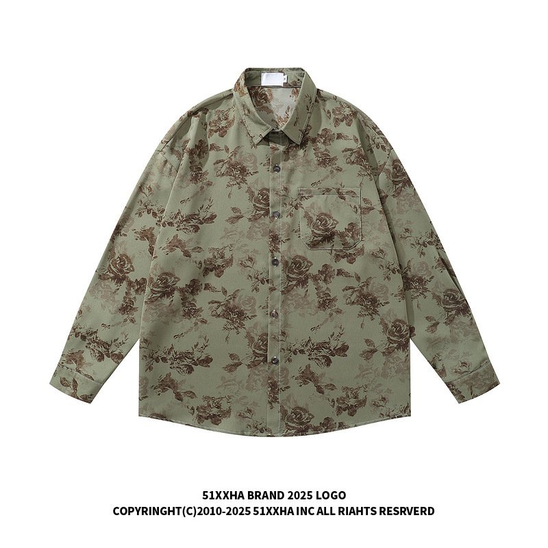 One Piece Drop Shipping Retro Floral Full-Print Long-Sleeved Shirt for Boys and Girls Vintage Style Loose Casual Shirt One Piece Drop Shipping Retro Floral Full-Print Long-Sleeved Shirt for Boys and Girls Vintage Style Loose Casual Shirt