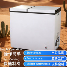 冰柜商用冷冻柜冷藏冷冻卧式双开门冰箱大容量冷柜 古典金色 铜管