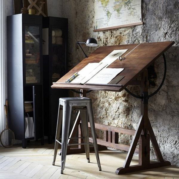 European-style Calligraphy Table Iron Drawing Table Art Desk Designer Desk Solid Wood Workbench Drawing Table Drawing Table