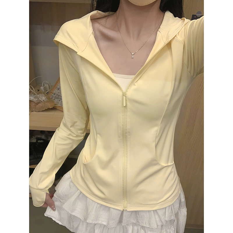 Тщательно отобранные солнцезащитные костюмы для женщин на открытом воздухе, новинка 2025 года, летняя тонкая куртка для похудения, дышащая талия из ледяного шелка, солнцезащитная одежда