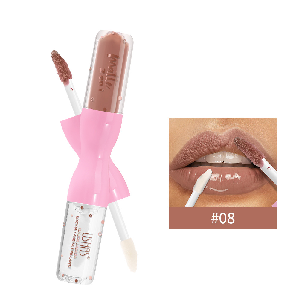 USHAS Cosméticos transfronterizos 12 colores lipstick mate lipstick esmalte fácil de colorear sin taza de lipstick al por mayor