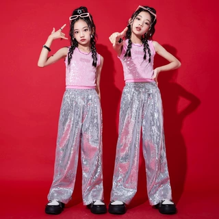 街舞儿童潮服嘻哈女童爵士舞服装jazz舞蹈演出服时尚炸街表演服夏