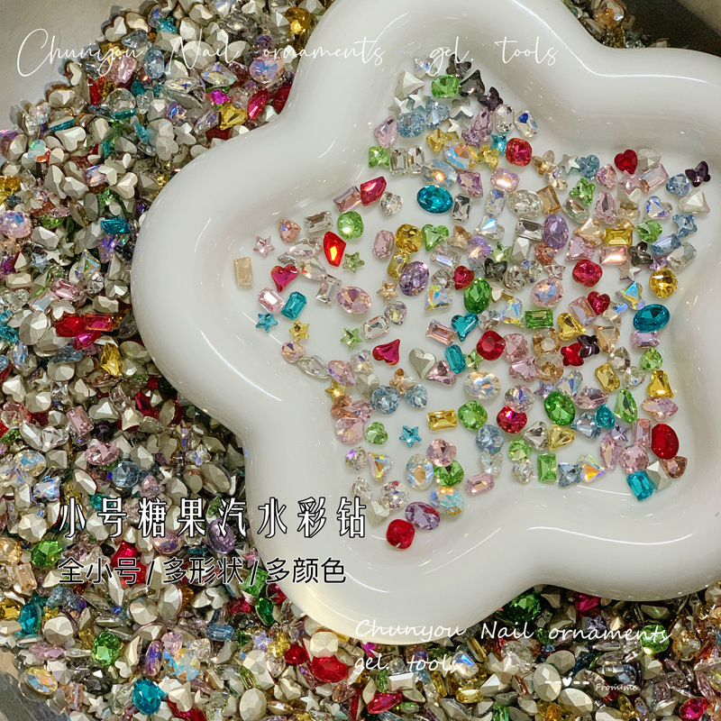 Small Colorfulful Nail Art Diamond Internet Celebrity Candy Soda Flash Little MonKey K9 Diamond Pointed Bottom Special-shaped Diamond Nail Decoration