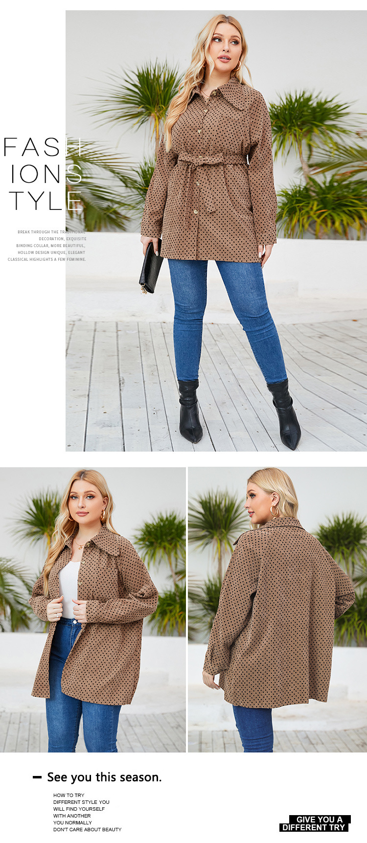 autumn plus size long-sleeved shirt jacket nihaostyles wholesale clothing NSJR92505