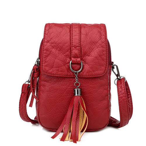 Bags for women new retro crossbody bag women's small bag soft leather texture shoulder bag fashion large capacity multi-layer mobile phone bag