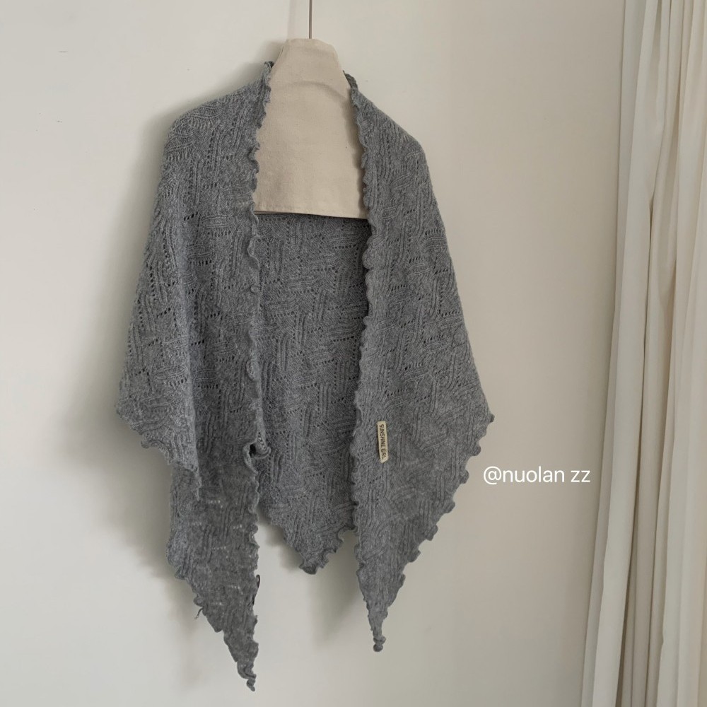 High-quality cross-border wool blend triangle scarf shawl, autumn and winter atmosphere knitted outer cape scarf
