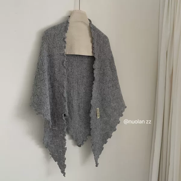 High-quality cross-border wool blend triangle scarf shawl, autumn and winter atmosphere knitted outer cape scarf