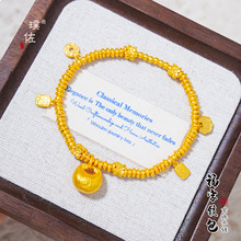 璞佐久不掉色沙金福字锁包盘缠手链小胖福金坨坨蹦迪百搭手串女