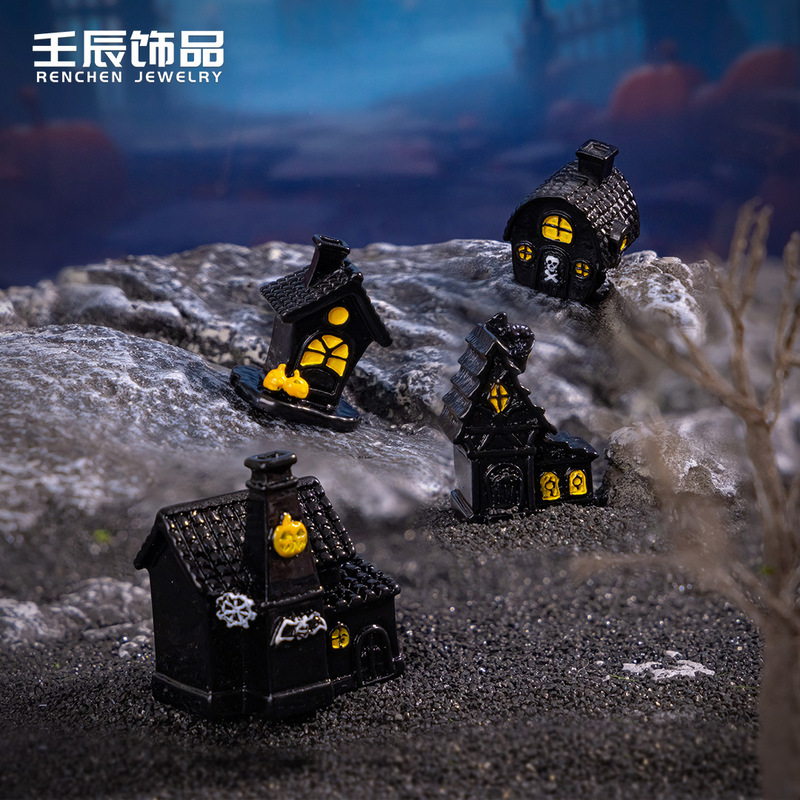 Halloween Decorations Devil House Micro Landscape Scene Construction DIY Jewelry Accessories Resin Craft Small Ornaments