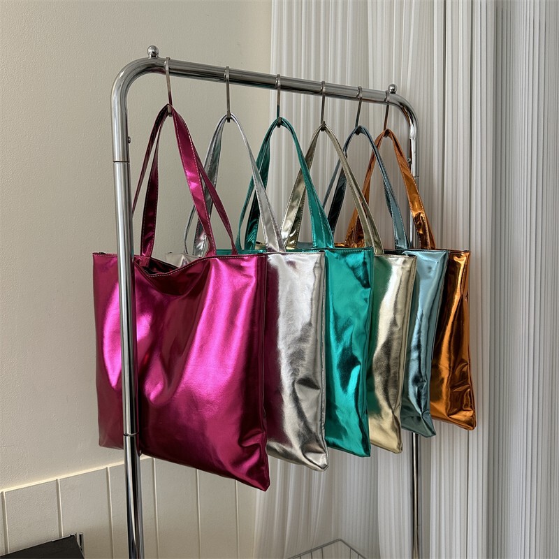 Laser Bag Candy Color Large Bag Women's Handbag College Students Going Out to Class Work Clothing Tote Bag Fashion Shopping Bag