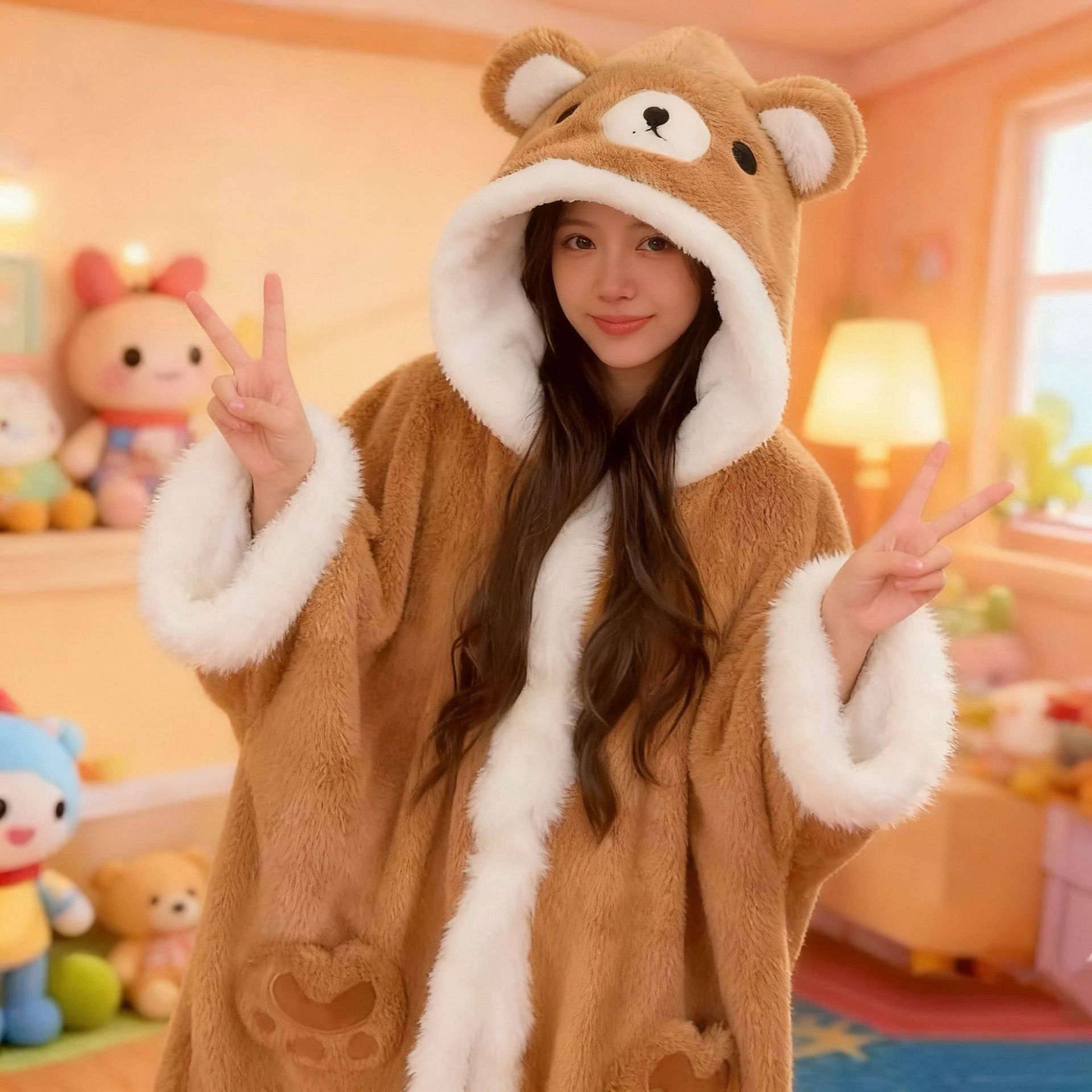 브라운 리락쿠마 망토