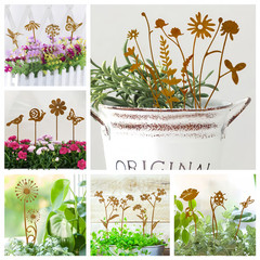 クロスボーダー錆植物シルエット立体中庭地面挿入庭装飾装飾品屋外植木鉢鉄プラグイン卸売