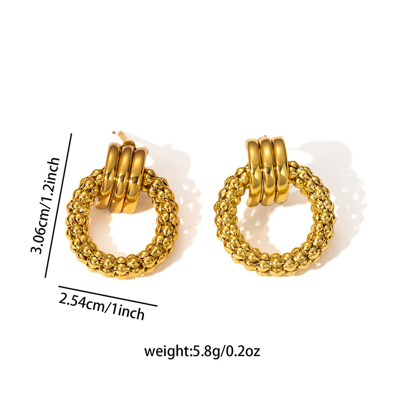1 Pair Vintage Style Geometric Plating Titanium Steel Ear Studs display picture 6