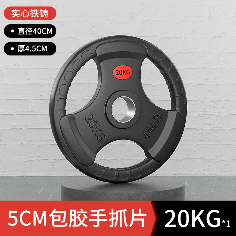 纯铸铁质杠铃片哑铃片金属三孔包胶杠铃杆小孔大孔健身家用商增肌|undefined
