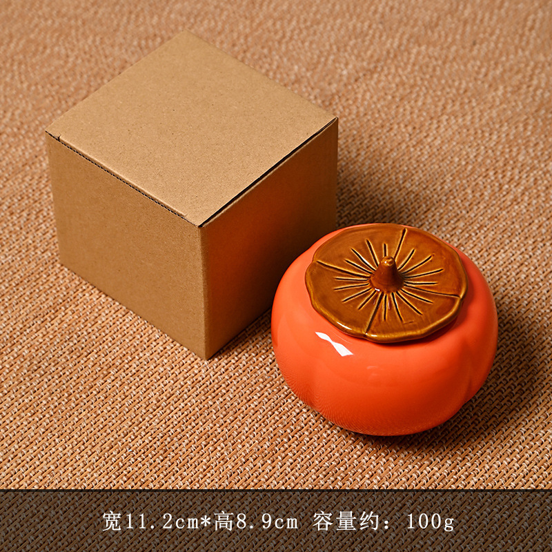 クリエイティブ柿茶葉缶柿柿如意喜糖缶陶磁器シミュレーション柿缶ビジネスイベントプレゼント卸売り|undefined