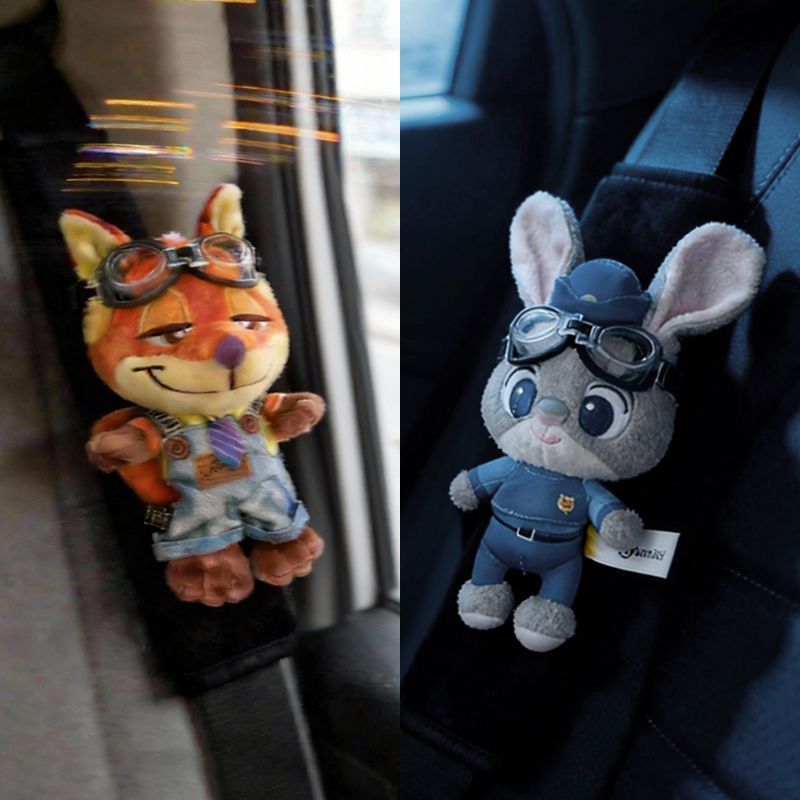 Car Seatbelt Shoulder Pads for Zootopia Judy and Nick, Cute Car Seatbelt Interior Decoration for Couples