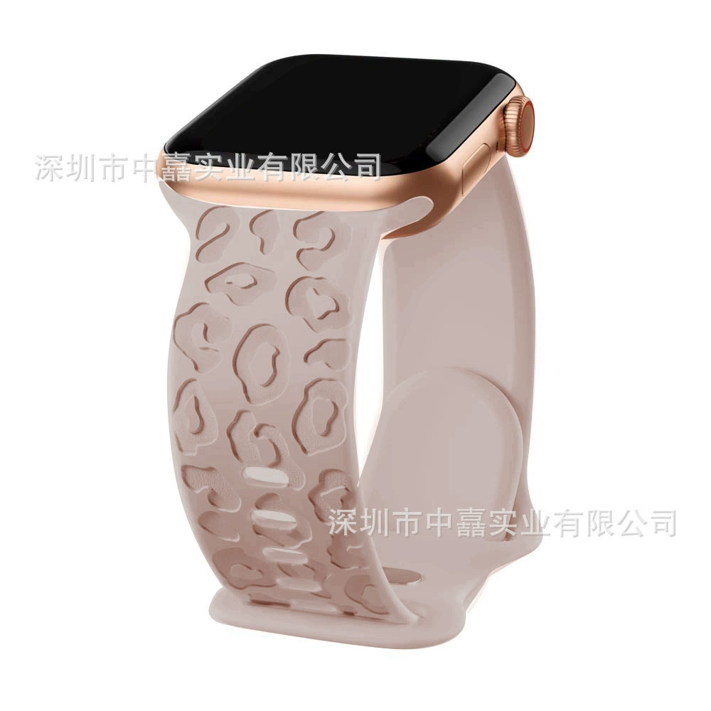 Silicone Watch Strap Apple compatible, 38–49 mm, soft leopard-texture band