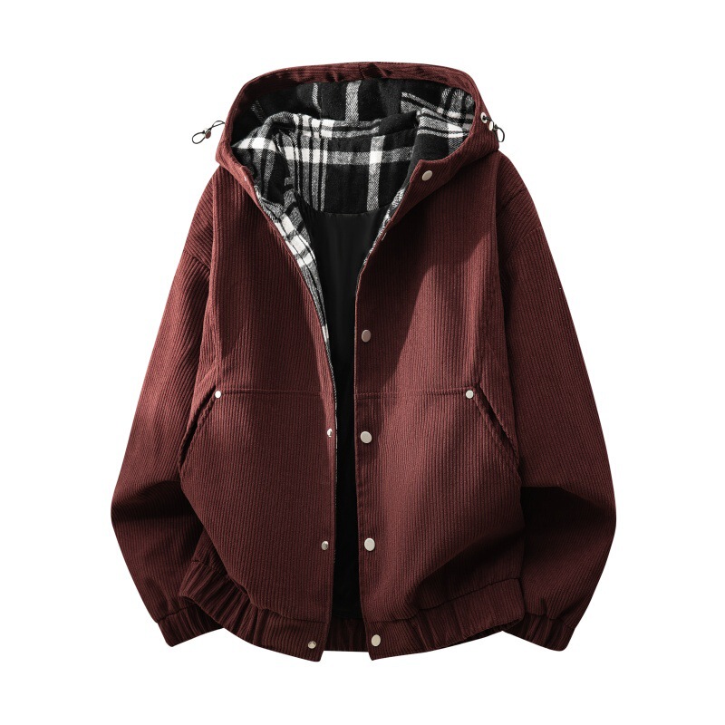Spring and Autumn New Corduroy Jacket Retro Fashion Black Burgundy Coffee Color Other Denim Cotton
