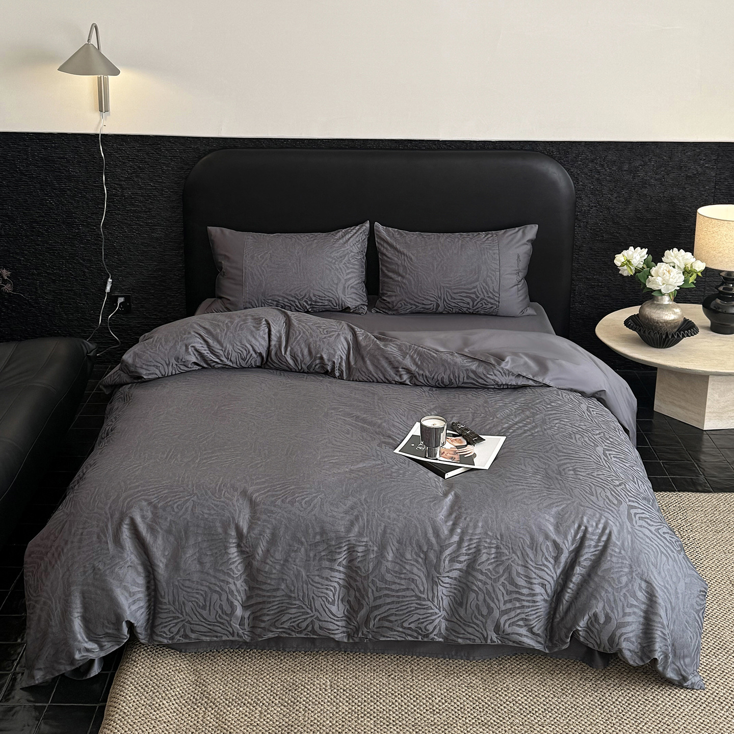 100s algodón ligero de lujo de alta gama de algodón de cuatro piezas Jacquard nórdico sábanas de ropa de cama