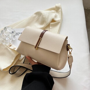Bag Women's Shoulder Crossbody Bag Simple Soft Leather Pebbled Flip Small Square Bag 2025 New Multi-Layer Small Square Bag