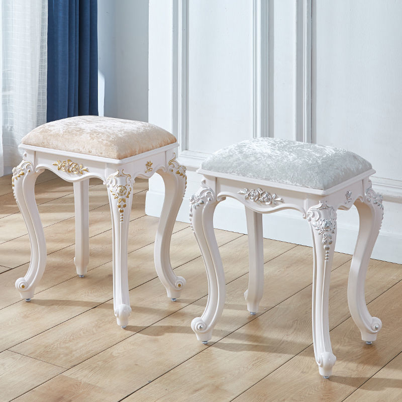 European-style American Dressing Table Stool Makeup Stool Soft Bag Small Square Stool Household Chair Nail Stool 45cm High Dining Table Stool