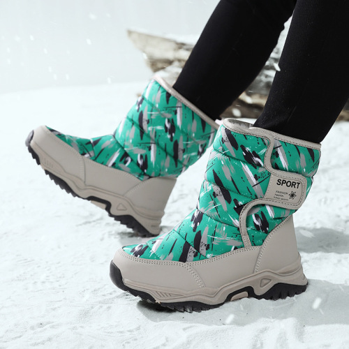 Children's and Boys' Warm Fleece Waterproof Cotton Boots with Thick Padding for Snow and Skiing