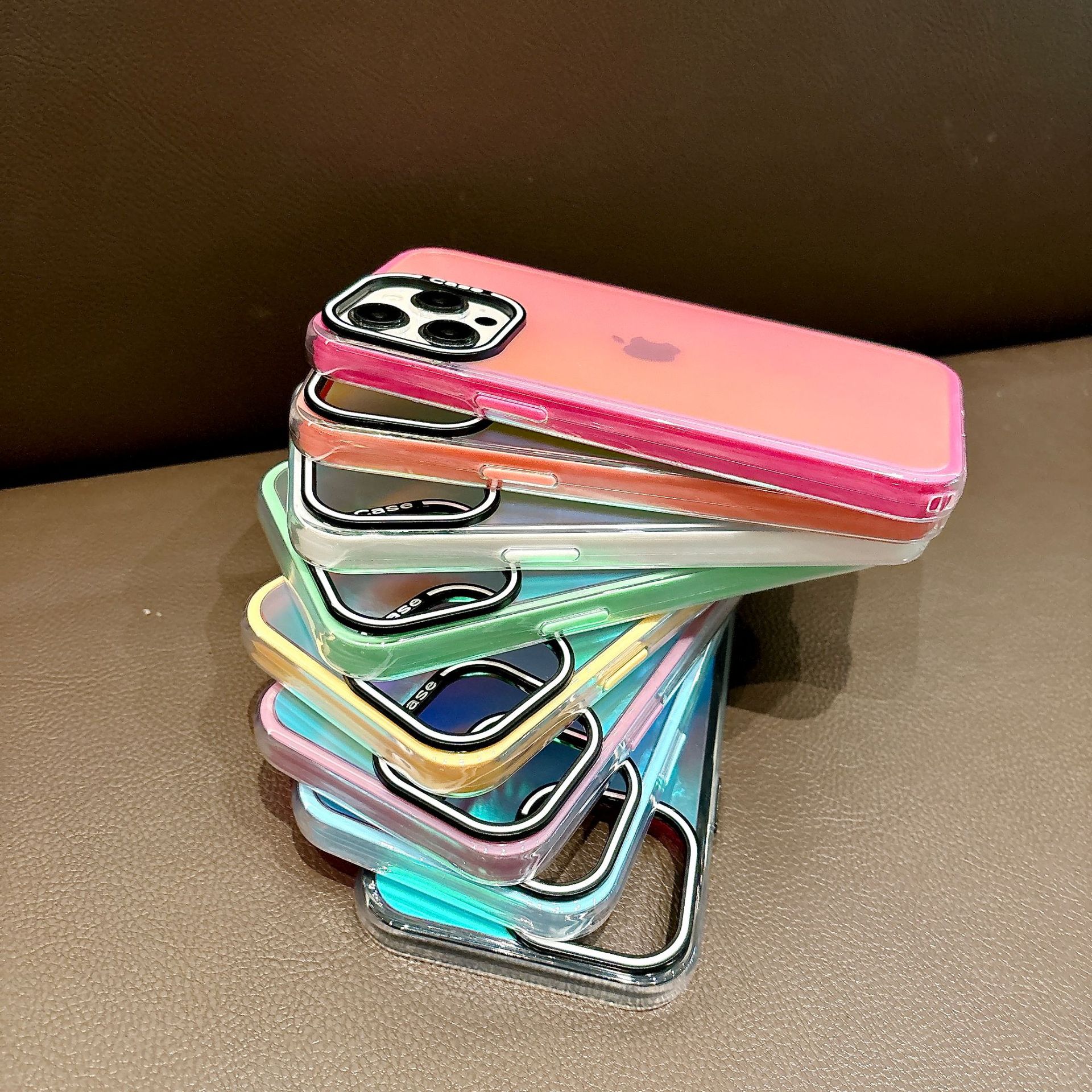 Aplicable a Apple 16 colores tridimensional linda funda para teléfono móvil iPhone15Promax cubierta protectora de punto de onda de ventana galvanizada