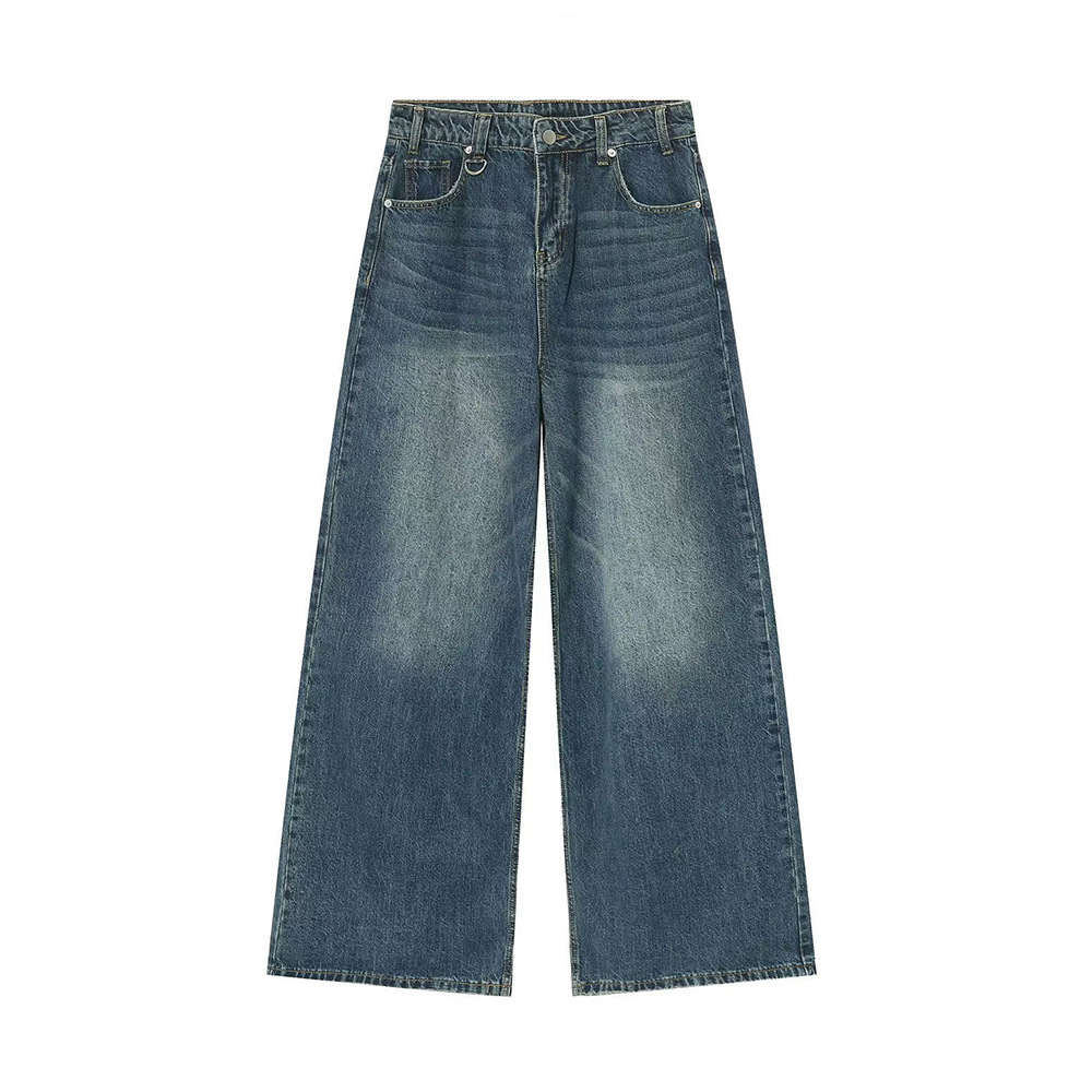 MTLCLOTHES Hombres| Nuevos productos de otoño rectos estadounidenses de piernas anchas de molienda blanca lavado super jeans sueltos