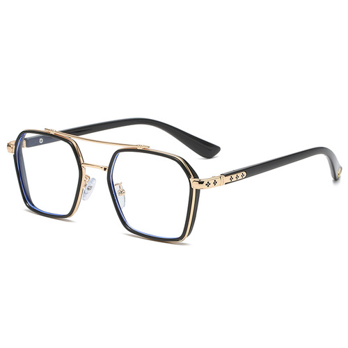 Anti-blue light Chen Wei Ting same style glasses frame for men, double bridge steel Iron Man prescription glasses, retro glasses frame wholesale