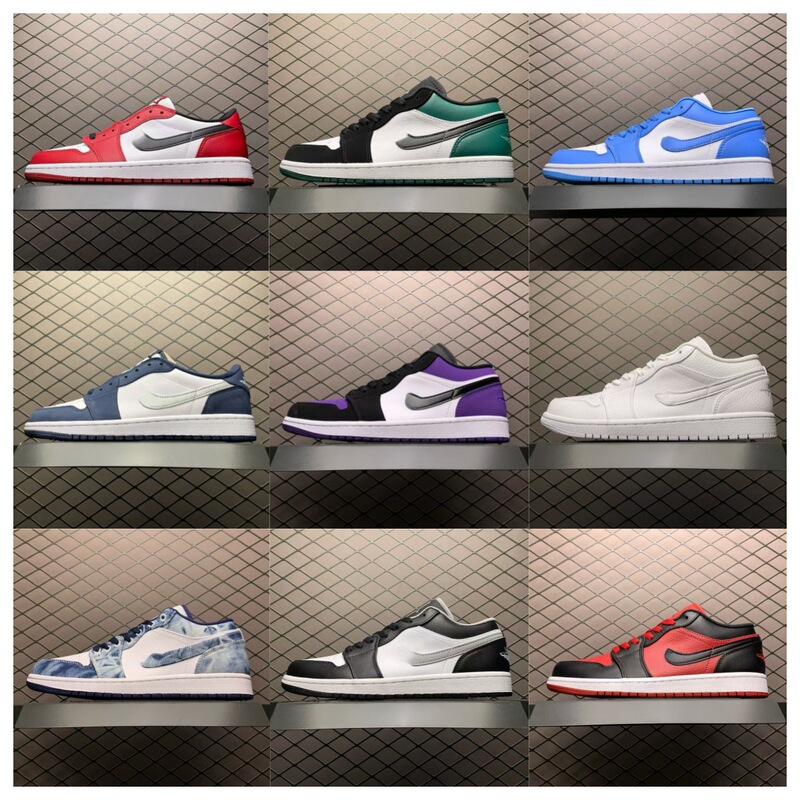 Putian Shoes Pure Original Aj1 Low-Top Smoke Gray North Carolina Blue Chicago Bulls Aj Men's and Women's Sneakers Naike Official Basketball Shoes