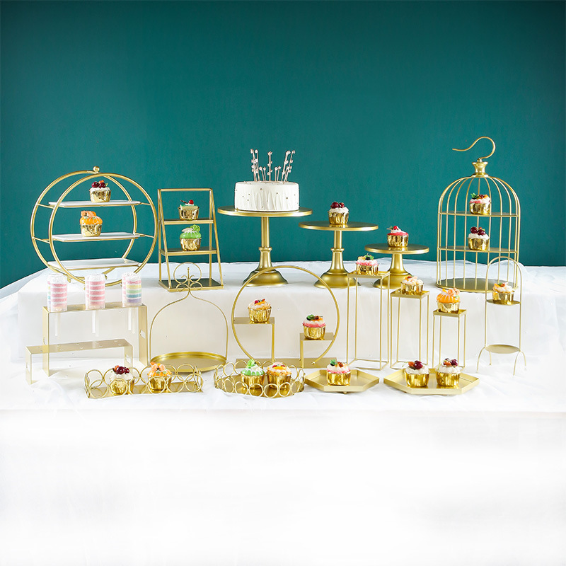 Decoración de postre europea estante de exhibición de decoración de boda props estante de pastel de té de la tarde estante de refrigerio de té estante de descanso de té image 18