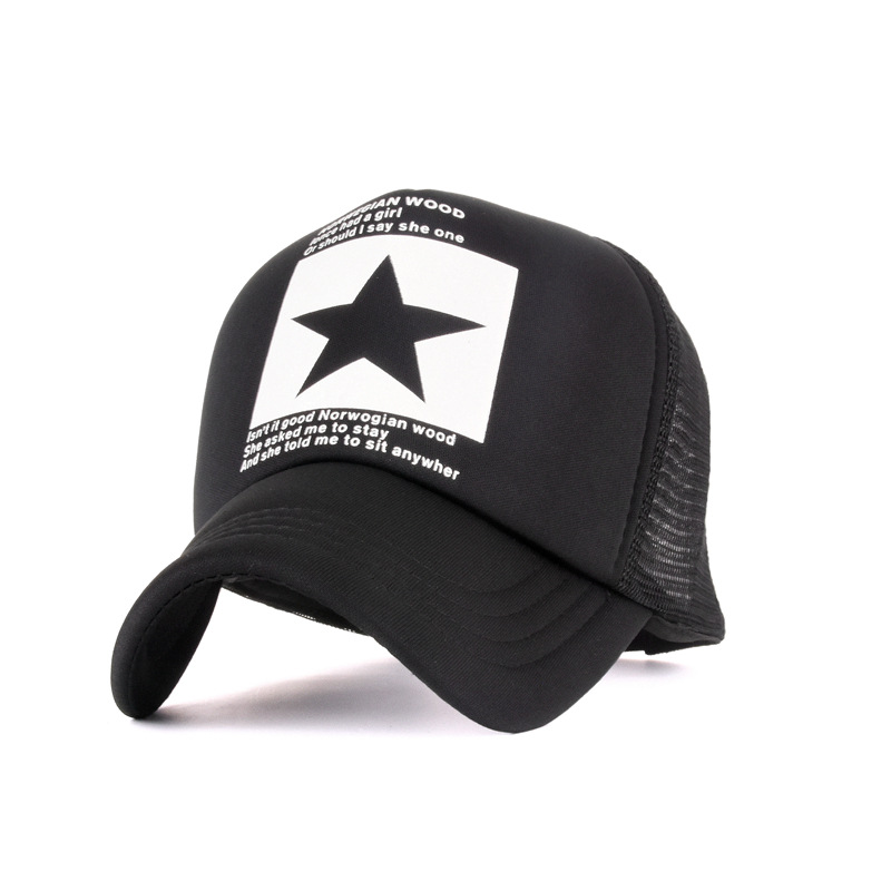 外国貿易 AliExpress 夏新五芒星ビッグネームパターンテニス野球帽男性と女性のトラックキャップヒップホップ帽子