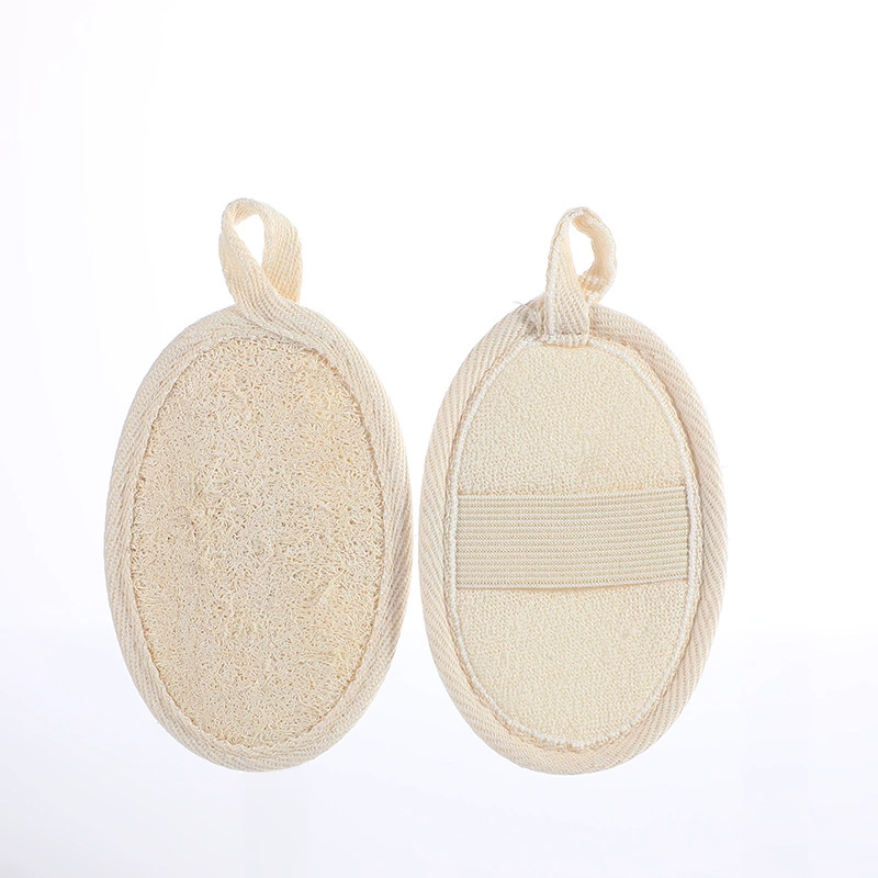 Loofah Bath Sponge (Natural), Cotton‑Linen & Loofah, Multiple Sizes 8×8–12×12 cm